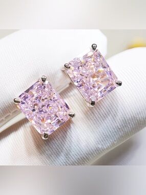 NEW 7 CARAT CHERRY BLOSSOM PINK CRUSHED ICE EARRINGS